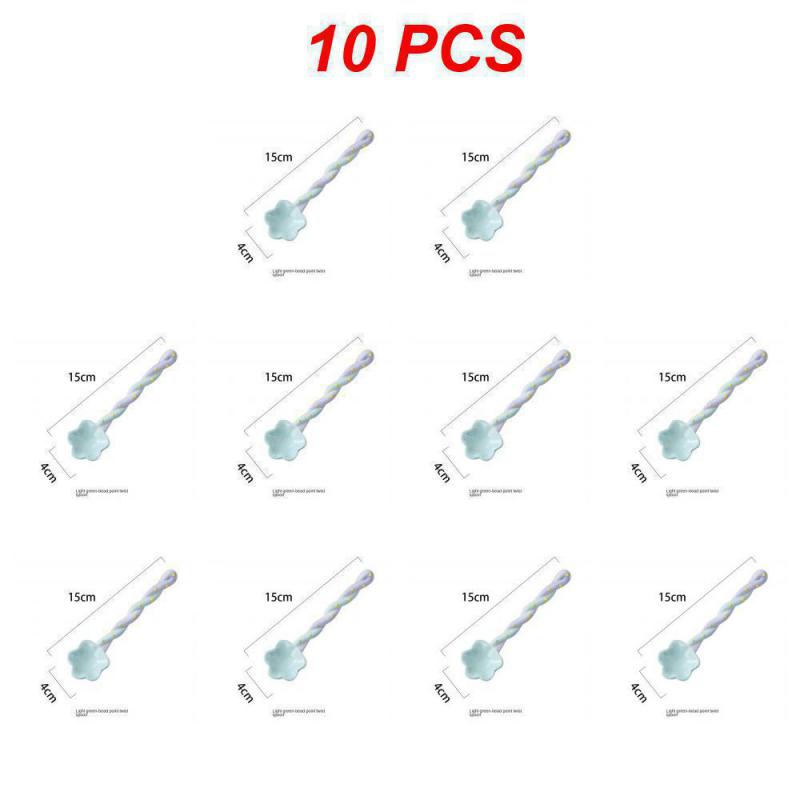 1~10PCS Ceramic Long Handle Spoon Kawaii Korean Ice Cream Hand Painted Dessert Spoon with Long Handle Kitchen Tableware