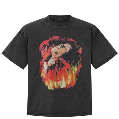 Streetwear Lustiges Grafik T-Shirt Baumwolle Gewaschenes Schwarzes T-Shirt Unisex Oberteile T-Shirts Übergroß Kurzärmliges T-Shirt