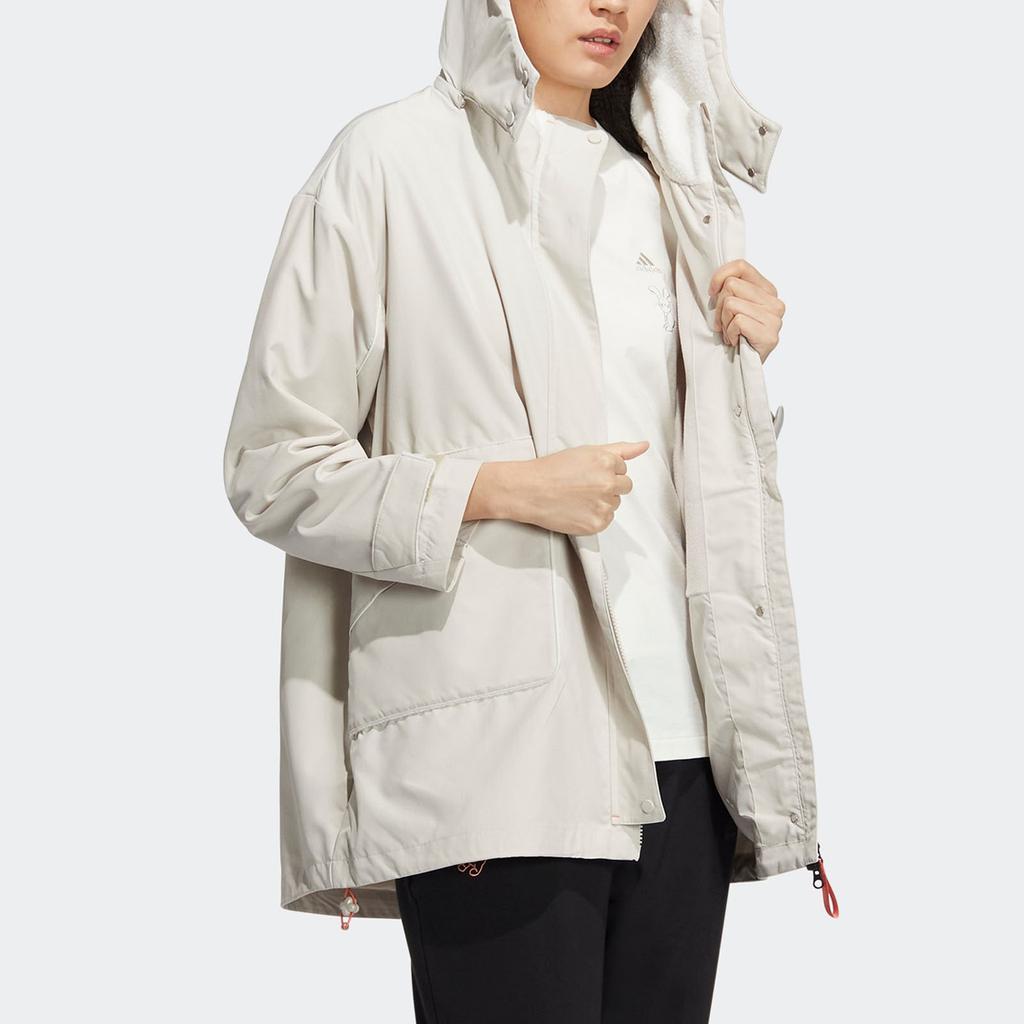 Adidas CNY Series Solid Color Fleece-Lined Sports Hooded Jacket Women Tops Han-Jade-White HZ2996