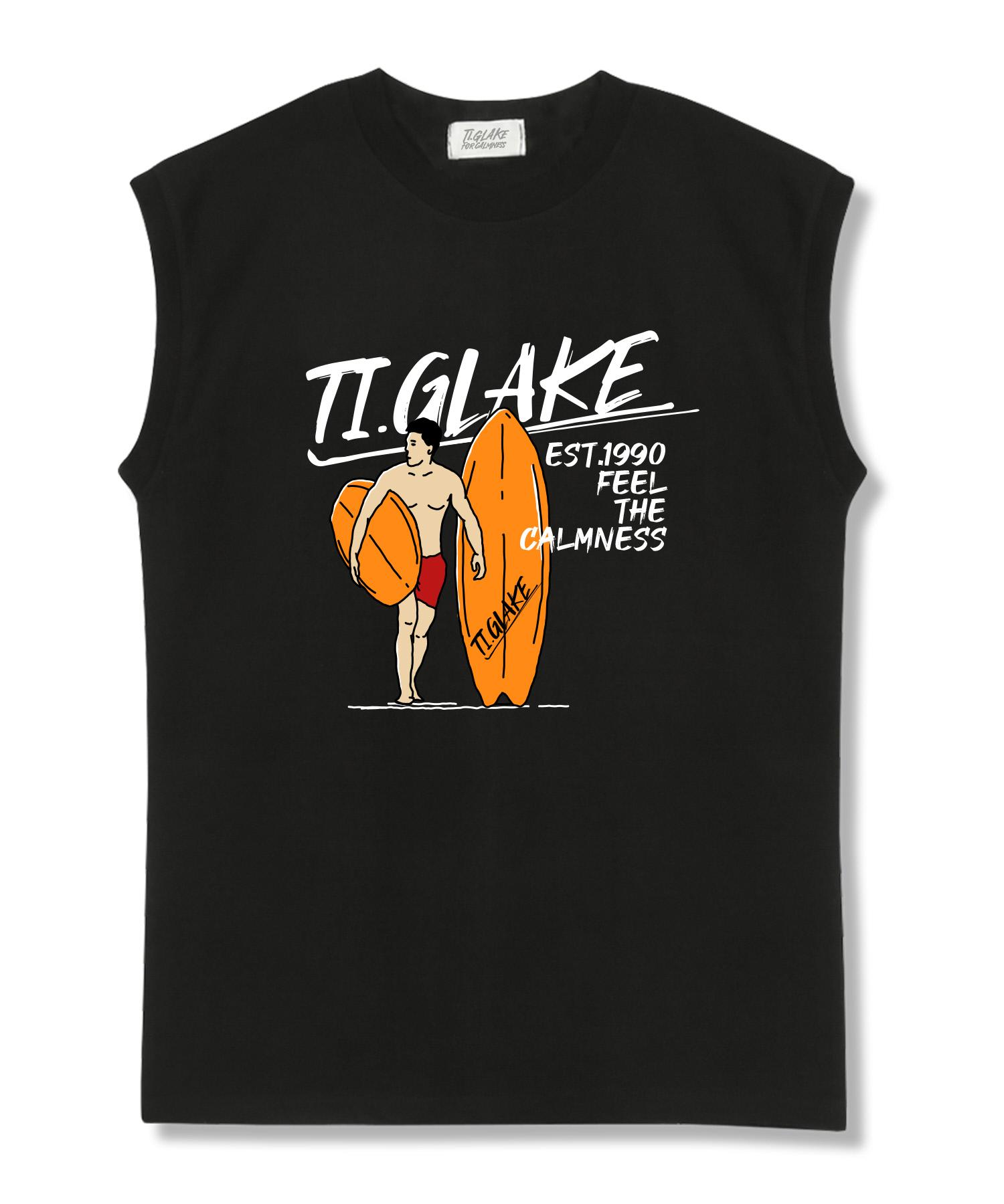 Tee Glake Surfman Oversized Sleeveless T-Shirt Black Xxl