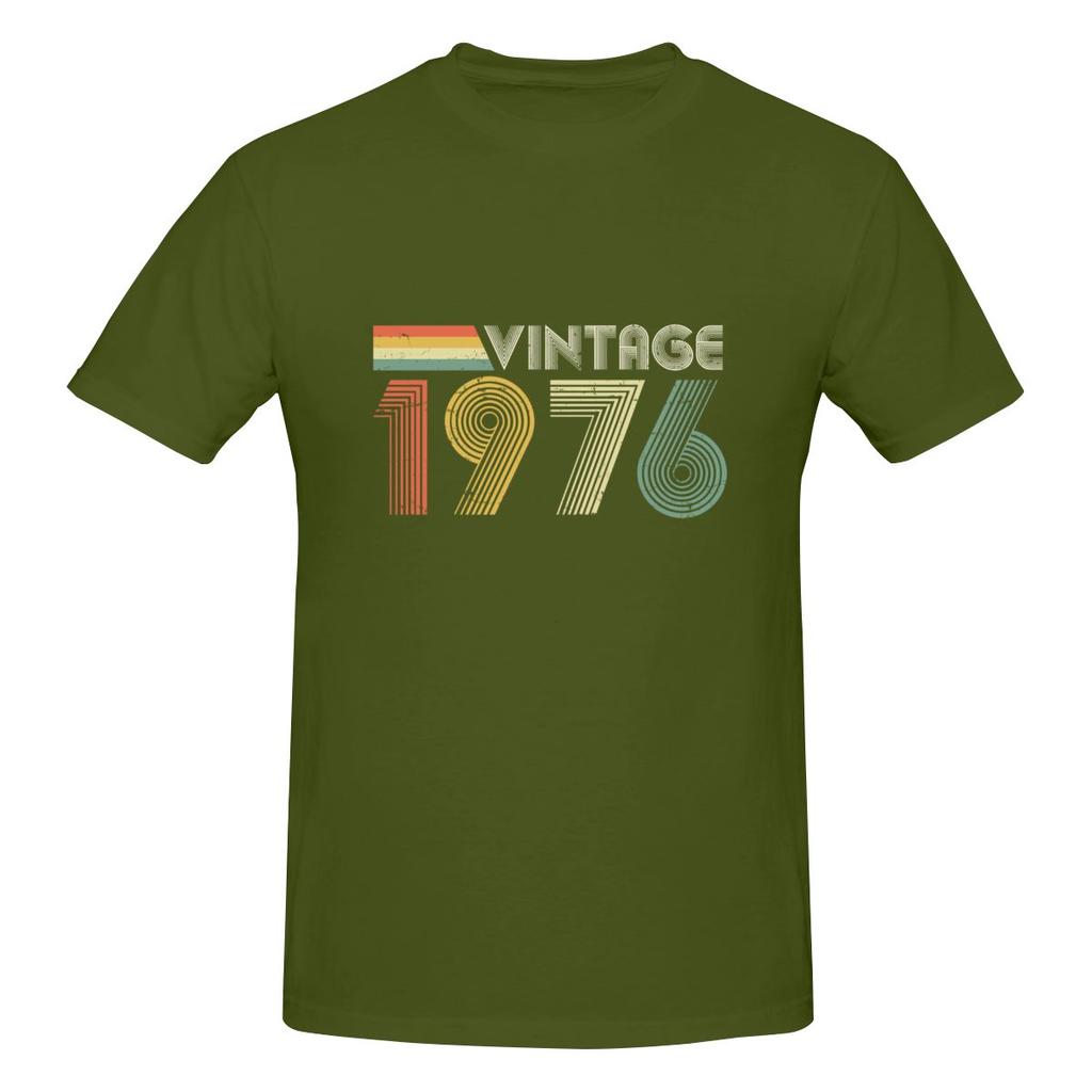 Vintage 1976 50th Birthday Gift Distressed Design Dating Tshirt Street Vibe Suitable For All Seasons Cotton Tee