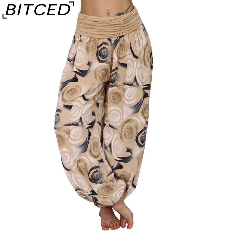 BITCED 15 Color Women Casual Elastic Waist Plus Size Print Long Trousers Straight Loose Long Pants Haren