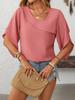 2025 Sommer Neue Damen Casual Schräg V-Ausschnitt Chiffon Puffärmel Elegante Bluse
