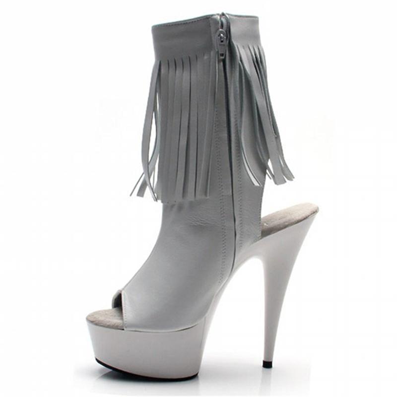 Direct sales 20cm super high heels, thin heels, high tassel, low boots, shoes and boots