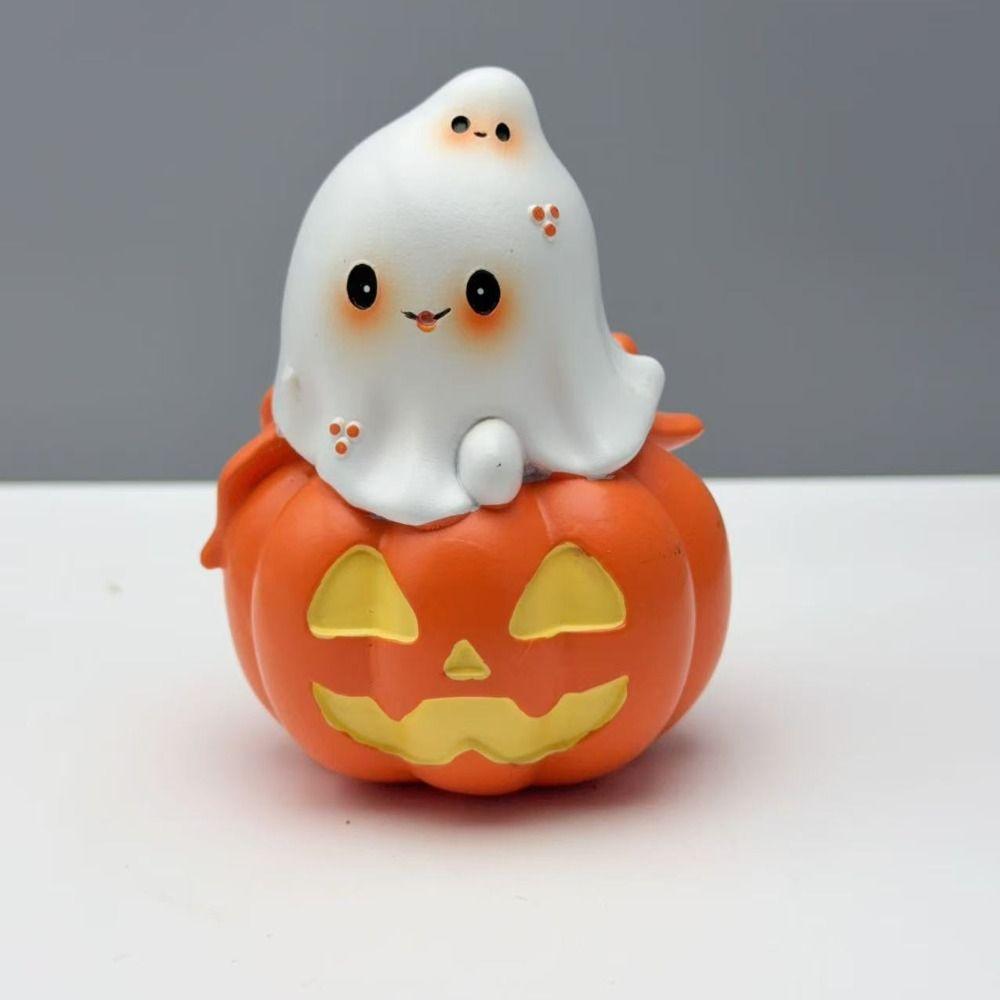 Spooky Pumpkin Halloween Ghost Statue Creative Holding Pumpkin Ghost  Halloween