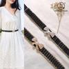 Black Elastic Waist Chain Women'S Pearl Diamond Bow Belt With Dress Women'S Buckle Waist Jewelry