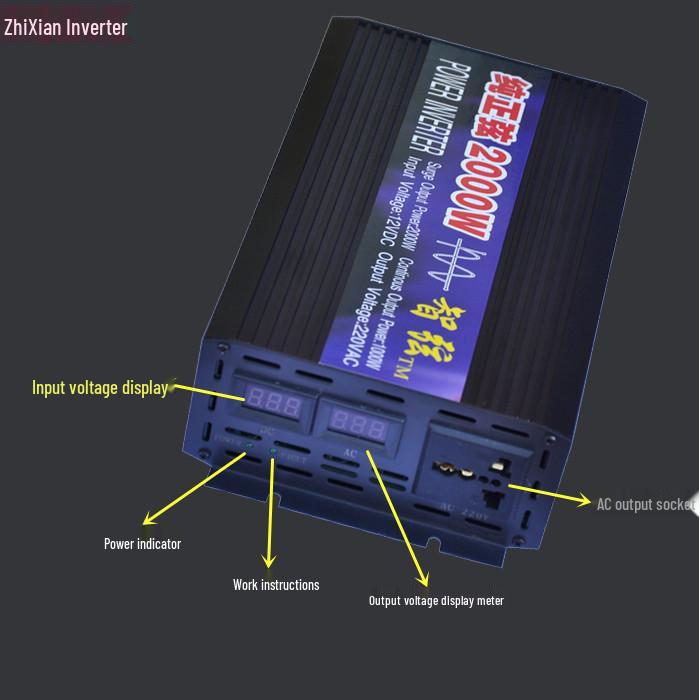 

Высокомощный инвертор чистой синусоиды с двойным цифровым дисплеем, 12В/24В на 110В, доступен в версиях 1000Вт, 1600Вт, 2000Вт, 3000Вт 12V-110V 1000W Single Display