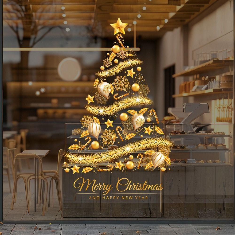 PVC Christmas Window Stickers Reusable Electrostatic Christmas Window Decals Whole Sheet Christmas Glass Window Stickers