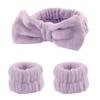 3pcs/set Face Wash Wristband Headband Set Fleece Skincare Bowtie Hair Band Wrist Cuffs for Makeup Shower Teen Girls Headbands