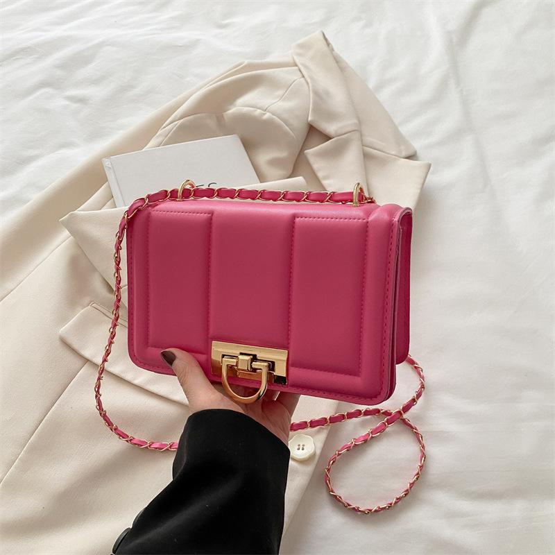 Retro 2025 spring new lock fashion trend line women's trend chain high value crossbody shoulder small square bag