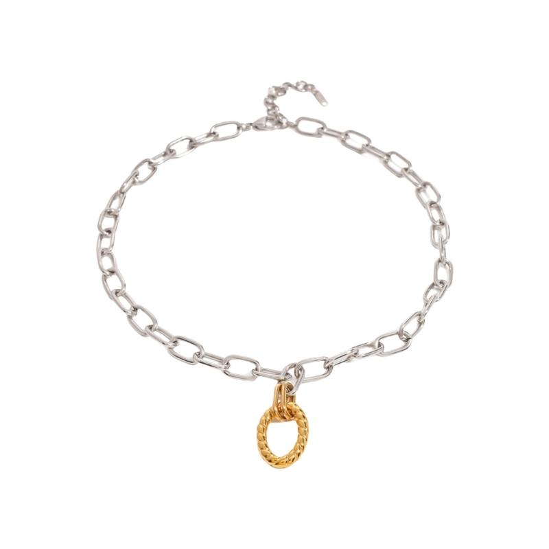 Elegant Stainless Steel Texture Jewelry Set with Round Stripes Designs Includes Necklace Earrings and Bracelet
