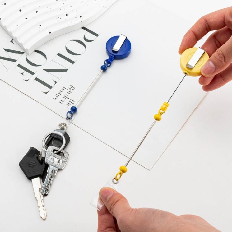 Portable Keychain with Retractable Beaded String Personalized Keyring Accessory