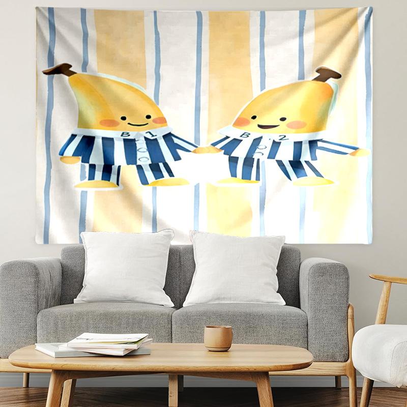 Bananas in Pyjamas Print Tapestry, Lightweight Wall Hanging, for Bedroom, Dorm, Living Room, Home Art Decor, Birthday Christmas Gift for Friends