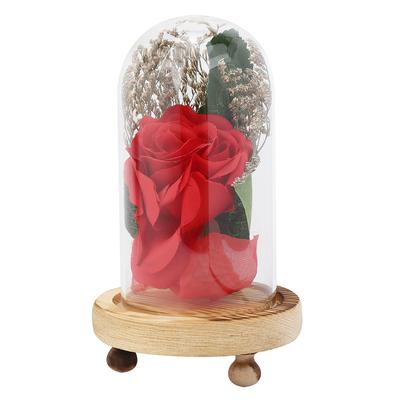 Glasabdeckung Künstliche Rose Blumendekoration Ornament für Valentinstag Geschenk Heimdeko