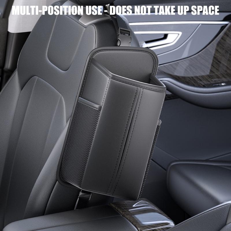 Easy to Install Vehicle Seat Mounted Tissue Holder and Storage Bag for Tissues and Small Items Waterproof Leather