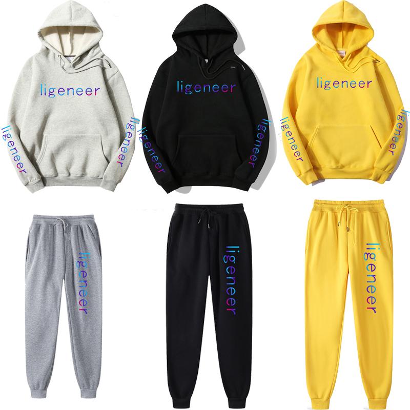

Мужская и женская весенне-осенняя новая толстовка с буквенным принтом, однотонные спортивные штаны для отдыха и спорта