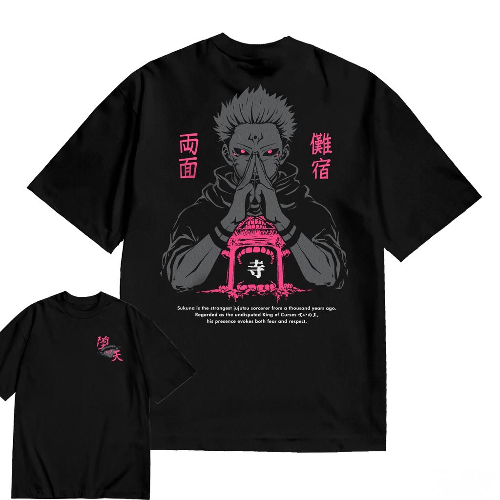 Anime Jujutsu Kaisen Ryo Unisex Sukuna Grafik T-Shirt 100% Baumwolle Oversized Shirt unisex Unisex Kurzarm Rundhalsausschnitt Y2k Verkauf Beliebt