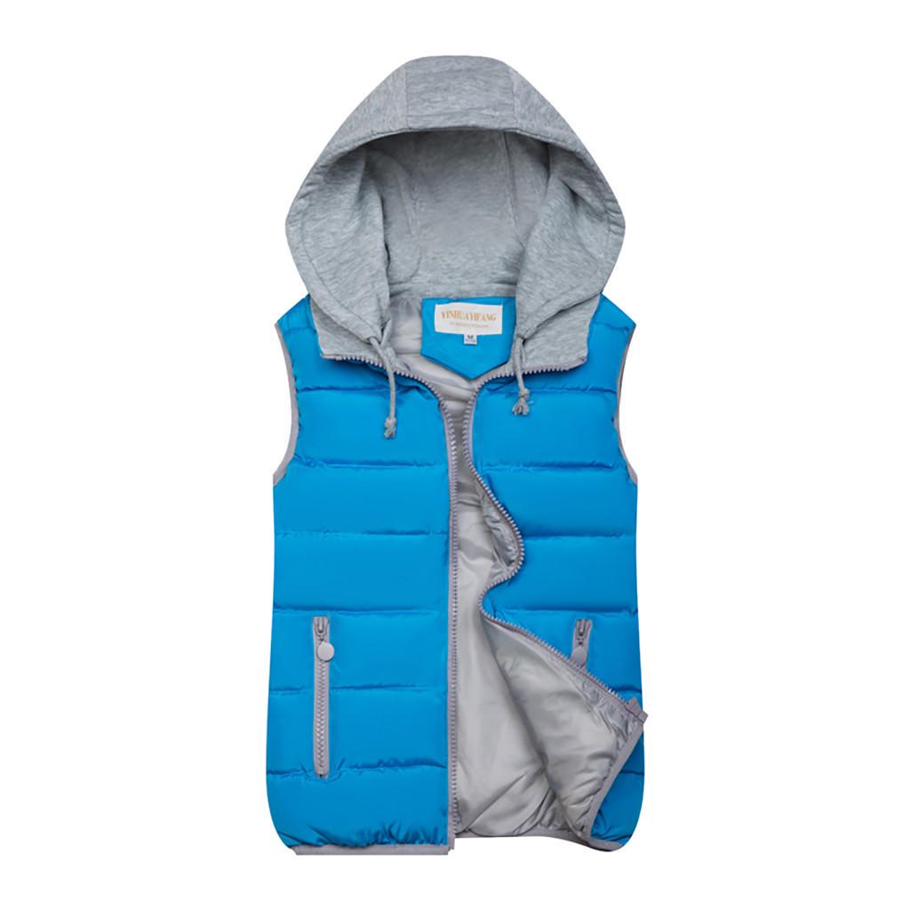 10 Colors Fashion Women Hooded Warm Cotton Padded Waistcoat Sleeveless Zipper Basic Coat