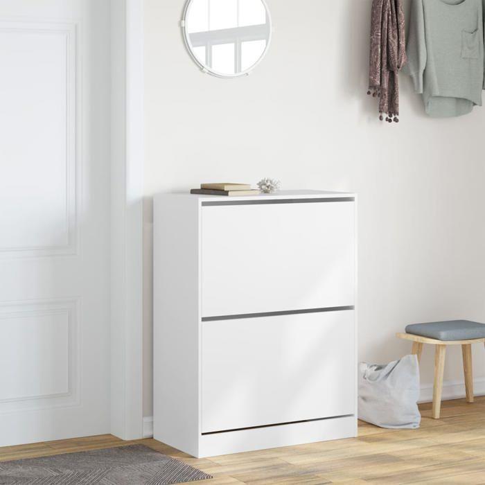 VidaXL Armoire à Chaussures 2 Tiroirs Rabattables, Étagère à Chaussures avec Rangement, Meuble à Chaussures Salon, Moderne, 3214399