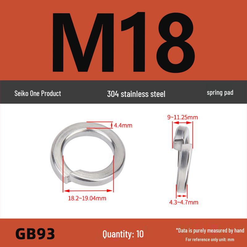 304 Stainless Steel Heavy Duty Spring Washer, Light Duty Thick Washer Spacer GB93