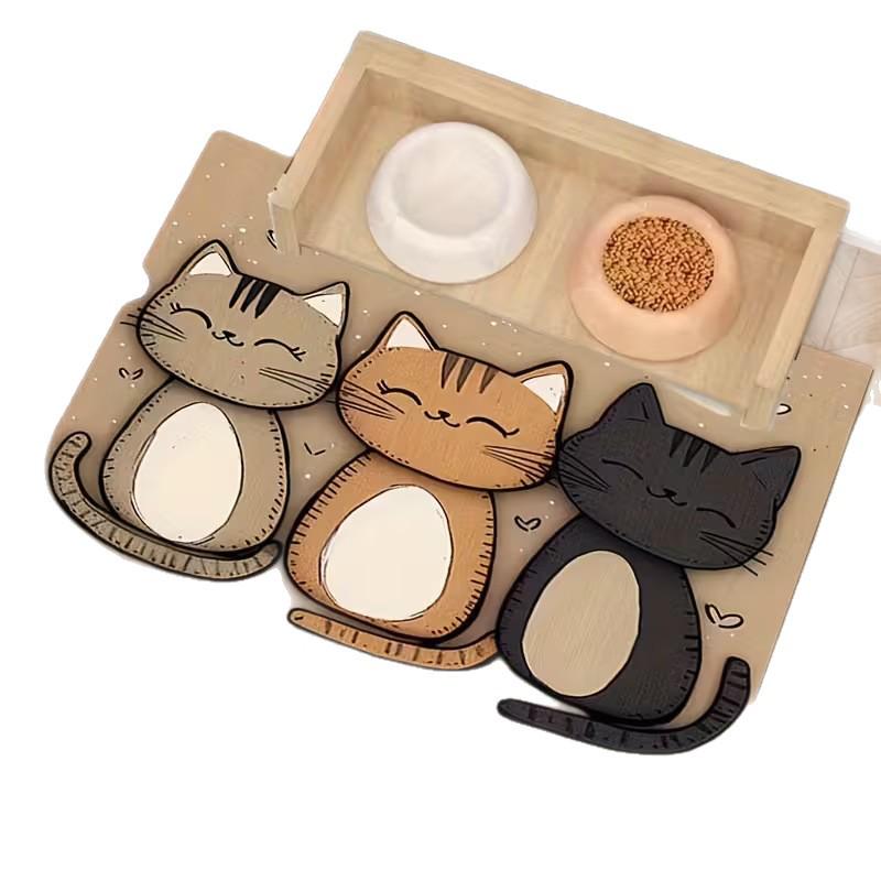Cartoon Diatom Mud Pet Feeding Mat - Water-Absorbent, Anti-Slip, Dirt-Resistant, Dustproof, Easy-Clean for Cats & Dogs.