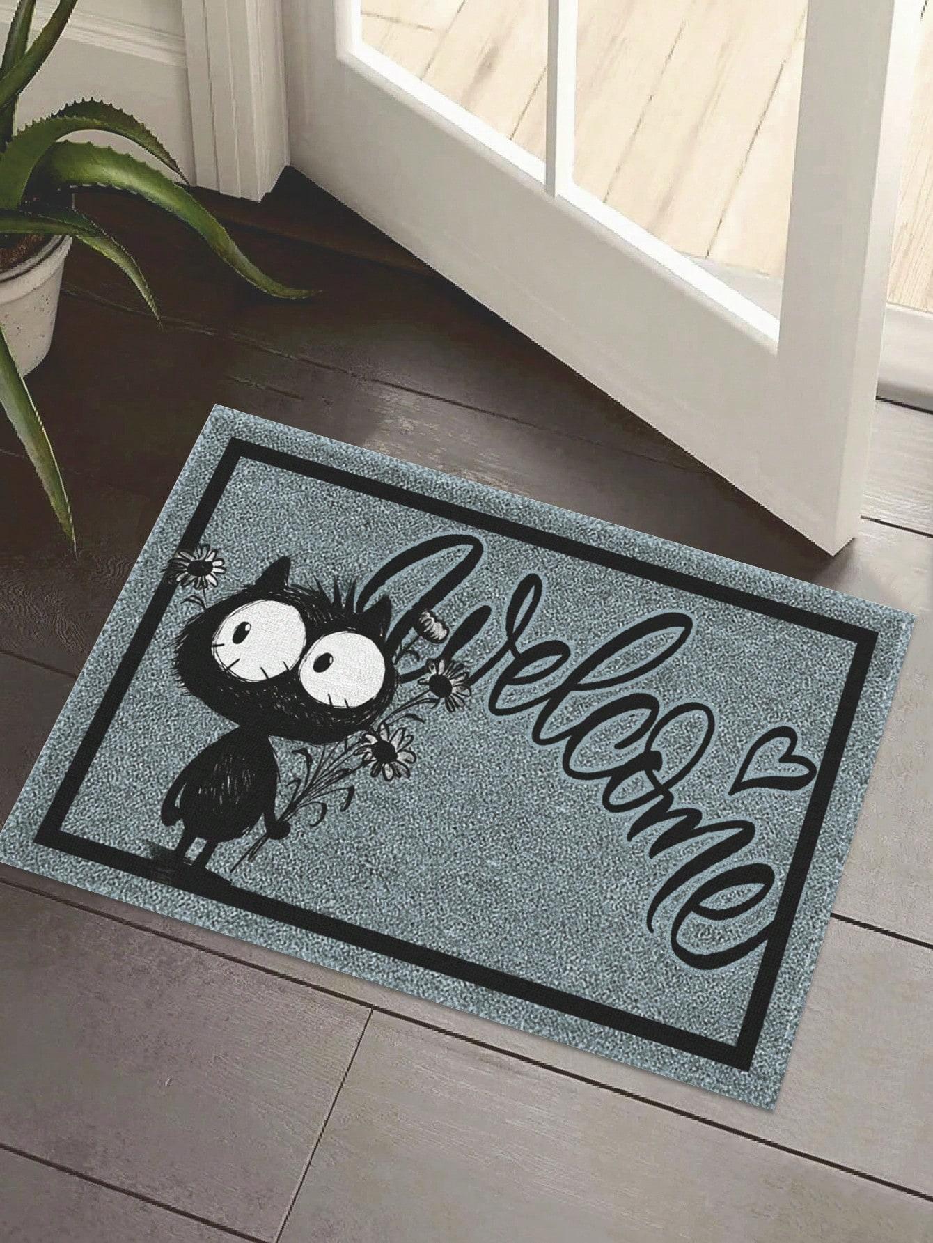 

Smart Cat Printed Entrance Door Mat Welcome Floor Decorative Washable Carpet Non-slip Easy To Clean Area Wrinkle-Resistant Rug 40x60cm