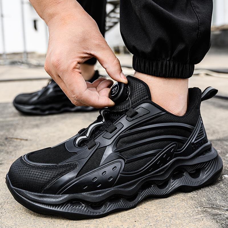 Rotated Button Men Safety Shoes Steel Toe Sneaker Man Easy Wear Work Safety Boots Anti-smash Work Shoes Mens Protective Footwear