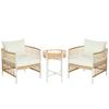 3-teiliges Bistro-Set Gartenmöbel-Set Garten-Sitzgruppe, PE-Rattan, 72 cm x 66 cm x 64 cm, Gelb+Creme