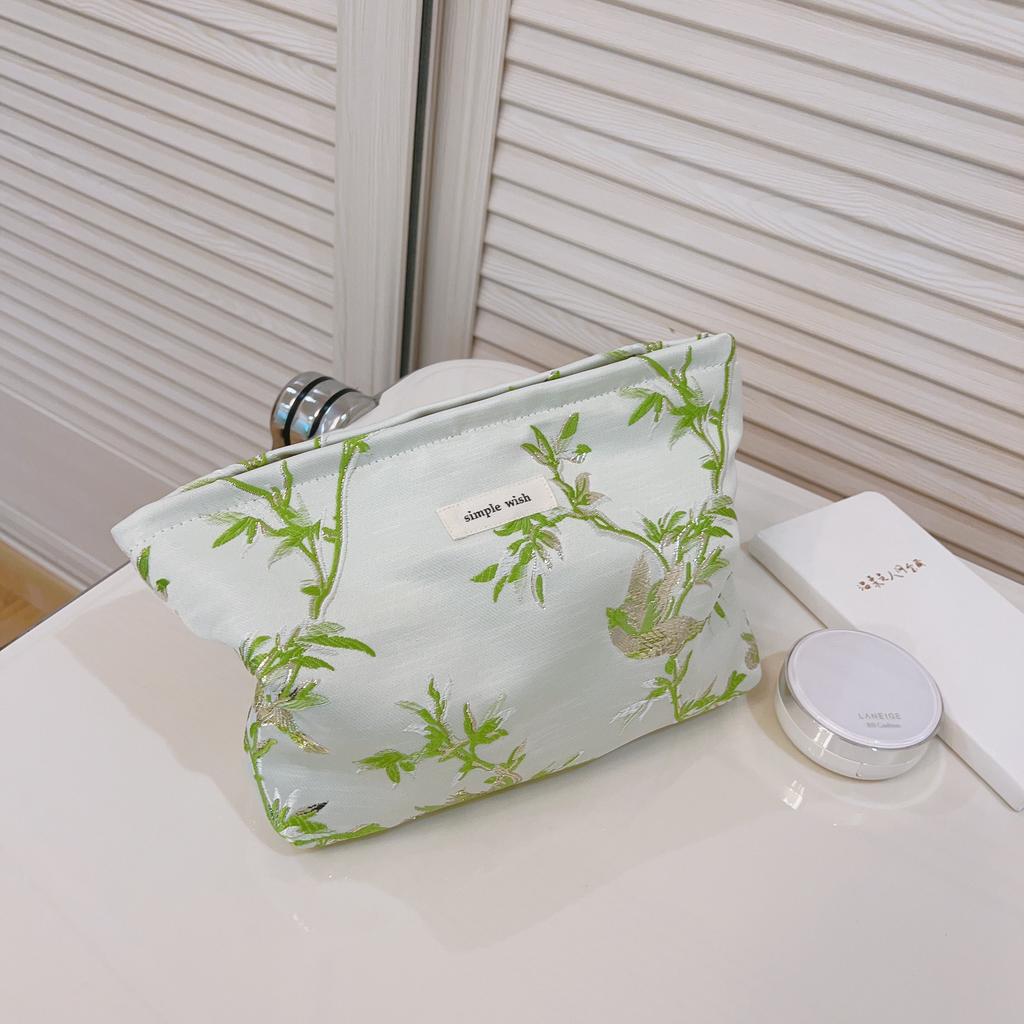 Flower Pattern Women Cosmetic Organizer Travel Bag Large Canvas Toiletries Teen Girls Makeup Storage Pouch