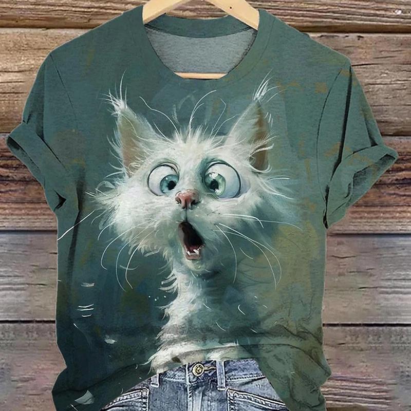 Móda Ženy milují potisk vzoru Tričko Legrační Ležérní Tričko s krátkým rukávem s výstřihem do O Letní Dámské tričko s tričkem