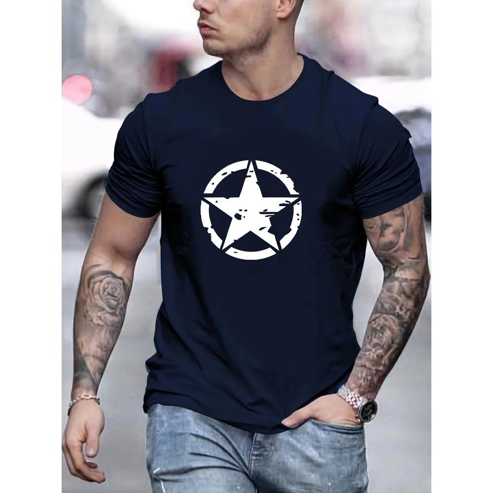 Maglietta estiva da uomo 100% cotone comoda casual ampia oversize con grafica stampata logo stella sportiva girocollo maniche corte