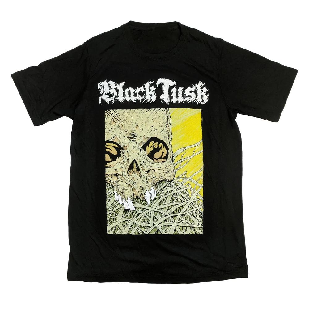 Vtg Black Tusk - Yellow Skull Short Sleeve Cotton black T Shirt For Men BL276 Unisex T-Shirt S