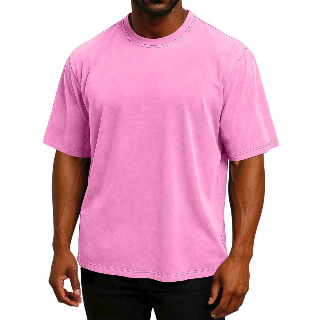 Men's Short Sleeved Retro Cotton T-shirt Loose Half Sleeve