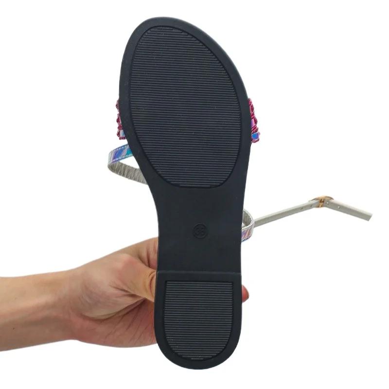 Fashion 2024 Hot Sale Ladies Shoes Ankle Strap Women's Sandals Summer Open Toe Mixed Colors Buckle Flat Casual Beach Large Size Sandals