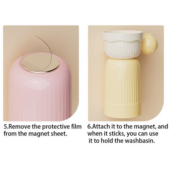 Toothbrush Cup Holder Magnetic Mouthwash Cup 3-in-1 Storage Container Wall Mounted Dust-Proof Bathroom Organizer