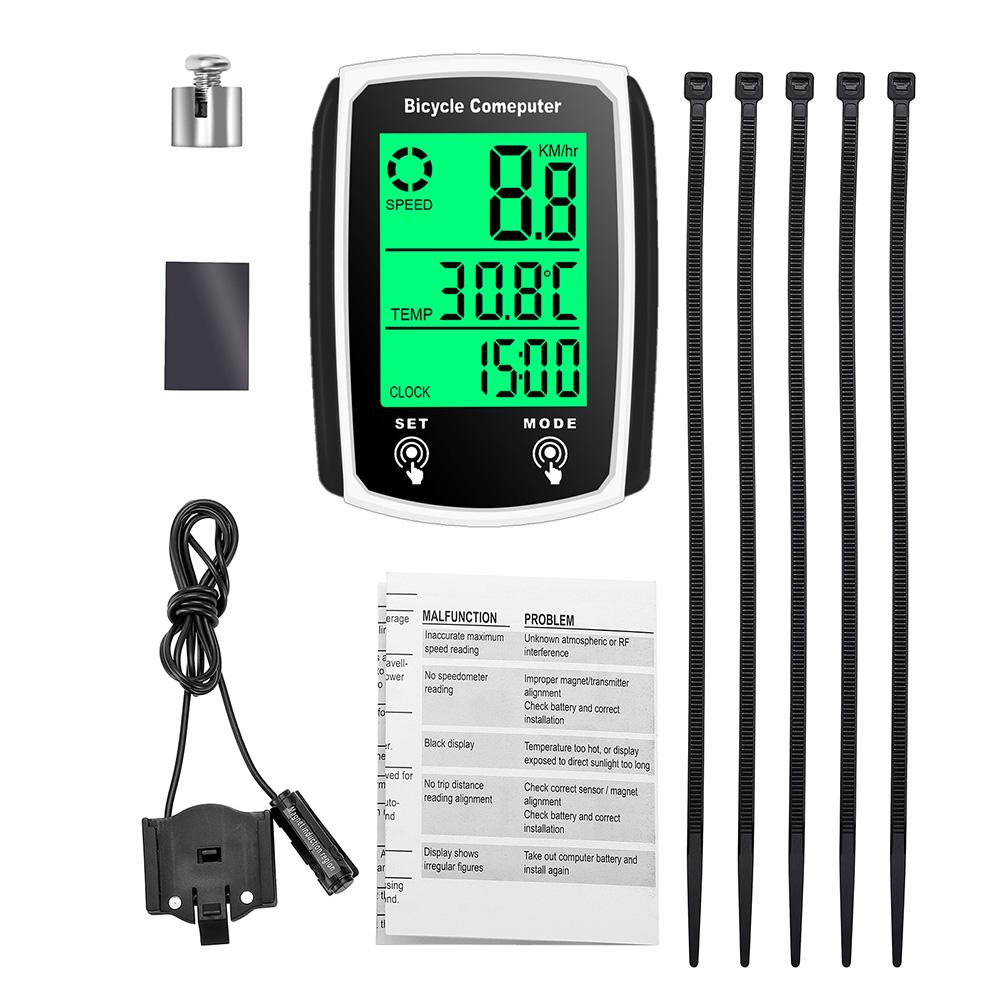 1Set Wired Bike Computer LED Digital Bicycle Speedometer Odometer Touchscreen Cycling Computer Waterproof with Backlight