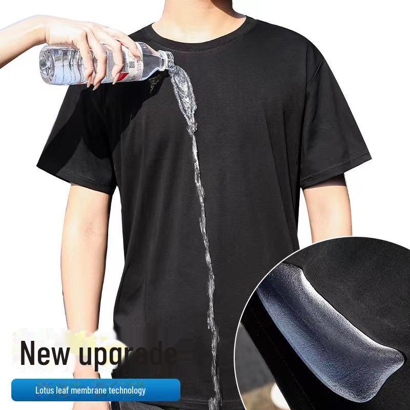 

Футболка унисекс из однотонной ткани с коротким рукавом, водонепроницаемая, устойчивая к пятнам и маслам, с логотипом 3XL чёрный