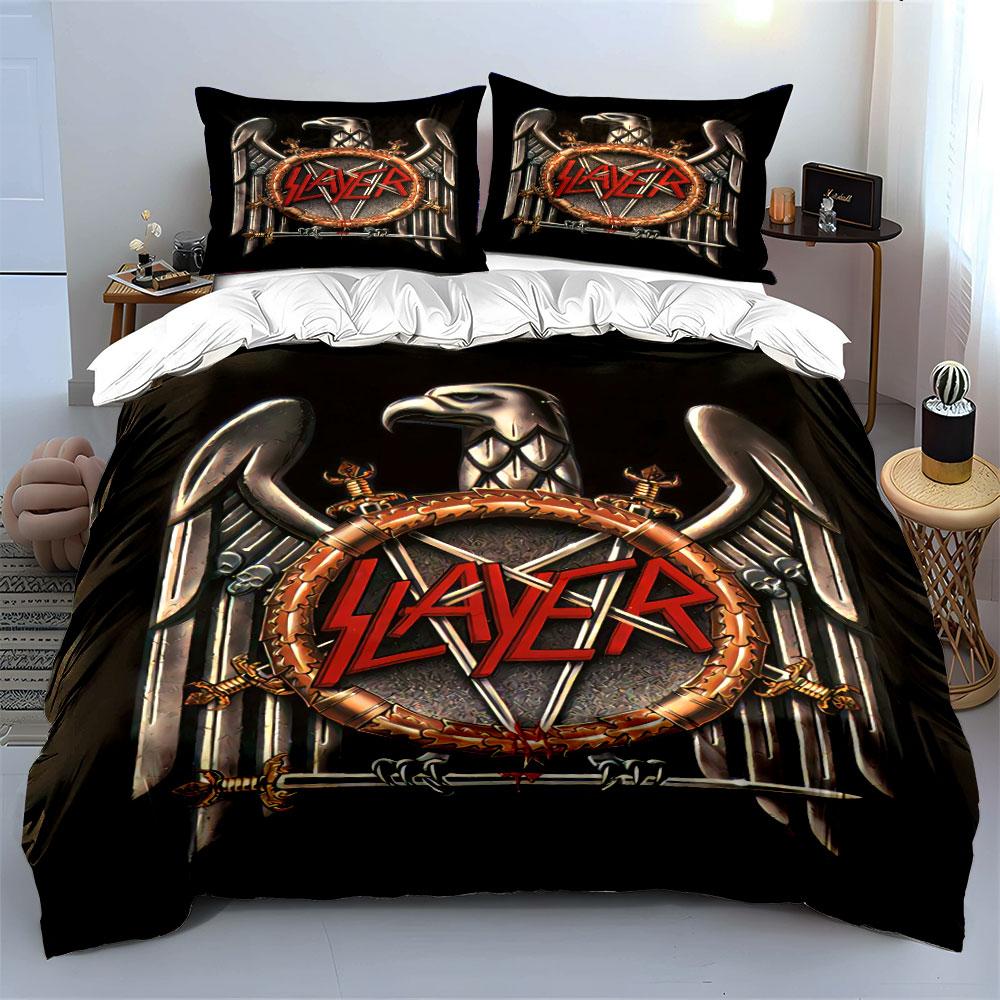 Slayer Eagle Logo Bedding Set Bedding Duvet Cover Set Duvet Cover Pillowcases (1 * Duvet Cover 2 * Pillowcases, Without Duvet Insert)