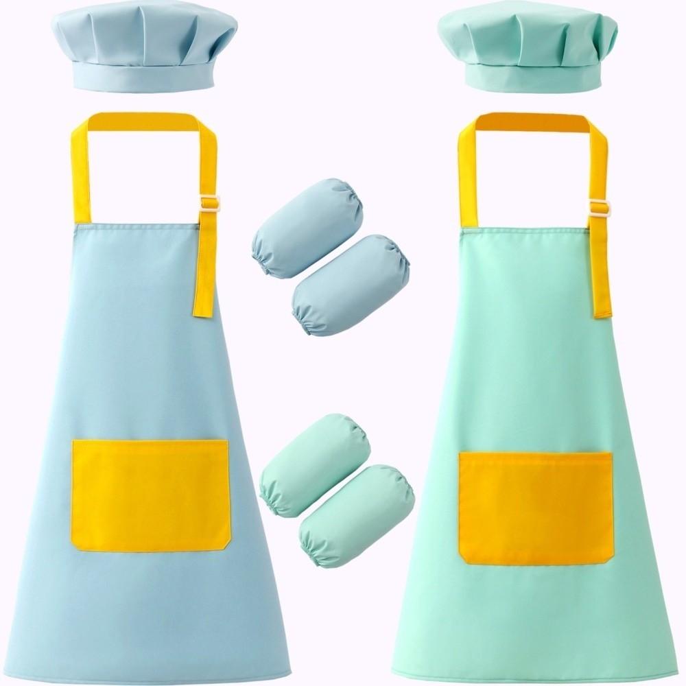 Cartoon Kids Apron Solid Color Chef's Uniform New Children's Bib Cooking