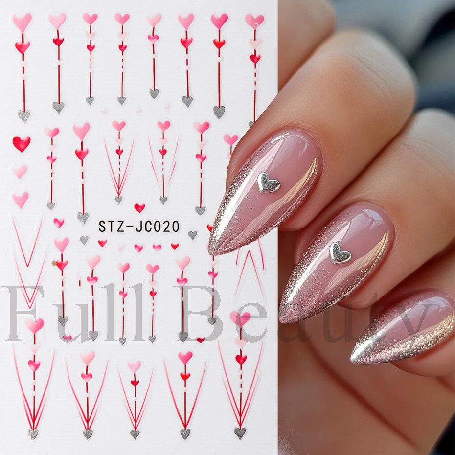 Nail Art Stickers Ins Valentine's Day Romantic Pink Love Arrow Back Adhesive Nail Stickers