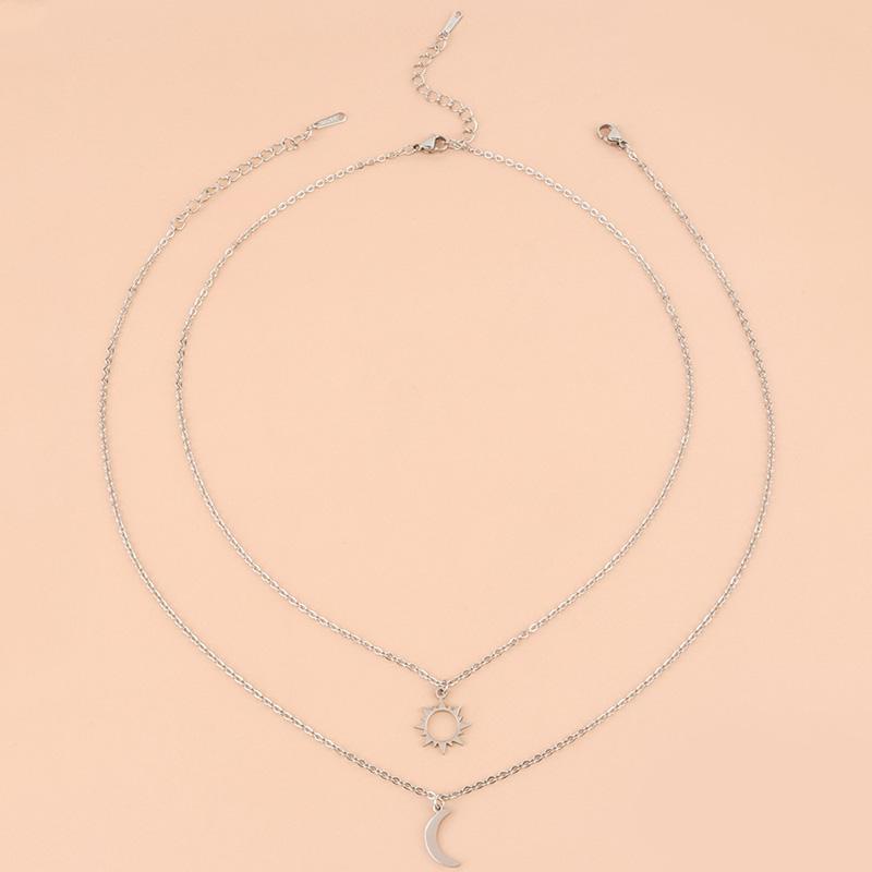 Charm Maan Zon Koppel Ketting Roestvrij Staal Holle Vlinder Hart Hanger Schakelketting Ketting Voor Vrouwen Mannen Familie Sieraden