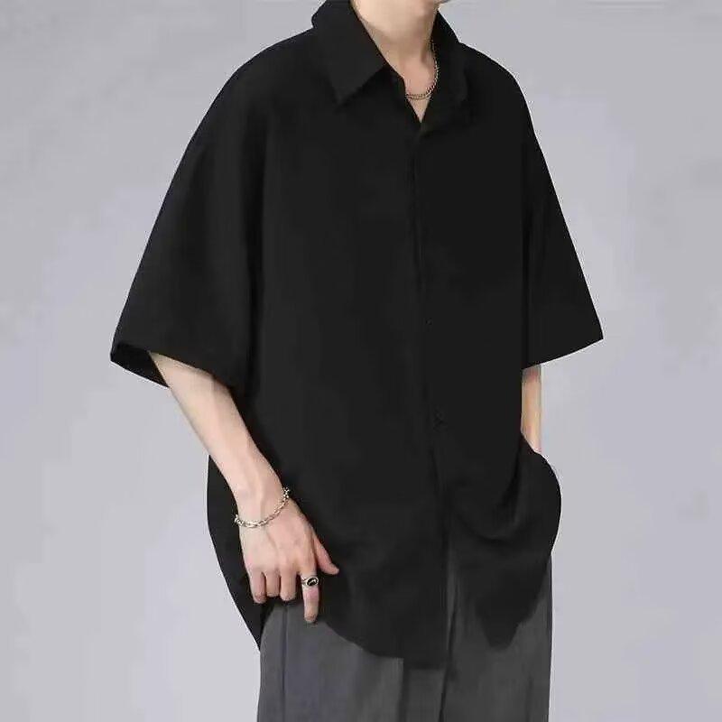 Heren Vintage Los Korte Mouw Casual Dunne Effen Zomer Shirt