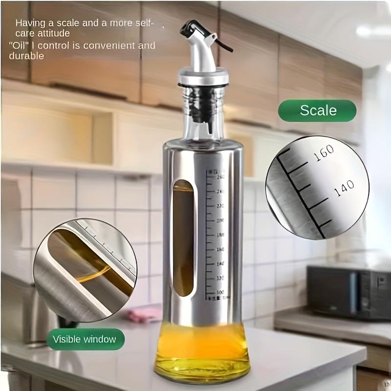 1/2PCS Glass Oil Bottle Olive Oil Dispenser Switch with Scale Sauce Seasoning Container Kitchen Outdoor Barbecue Supplies