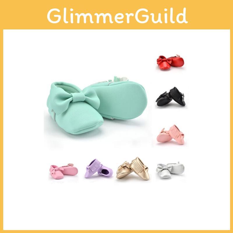 Baby Weiche Sohle Leder Krabbelschuhe Säugling Junge Mädchen Kleinkind Quaste 018m Mokassin