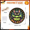 Halloween LED Light-Up Hanging Sign Featuring Ghost Cat Pumpkin Floral Design with Battery Not Included Suitable for Indoor Outdoor Decoration