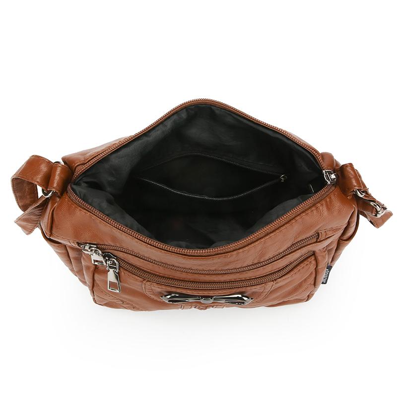 Soft Leather Crossbody Bag Women's Multi-layer Shoulder Bag Middle-aged Mother Bag