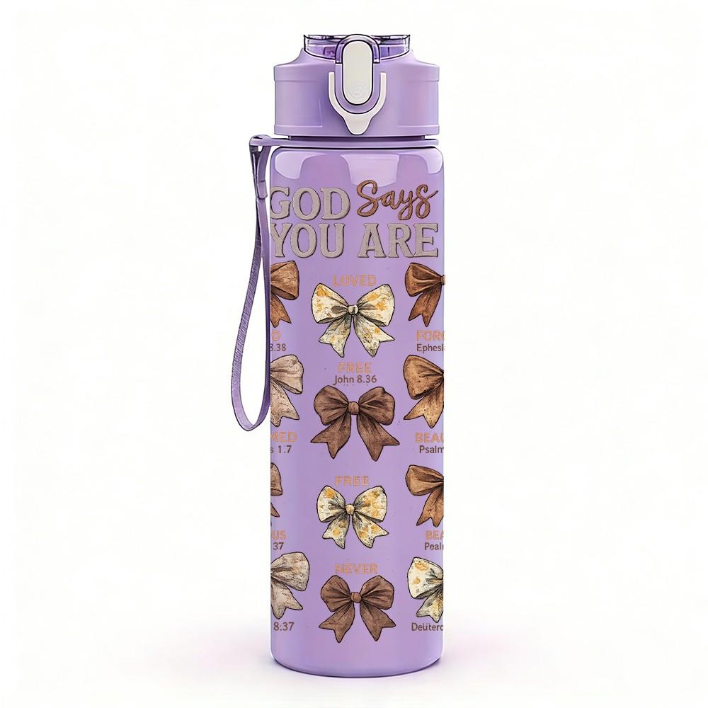1PC God Is Good Butterfly Faith Print 750ml Color Plastic Sports Water Bottle Leakproof Flip Straw Lid Suitable for Sports Office Home Use