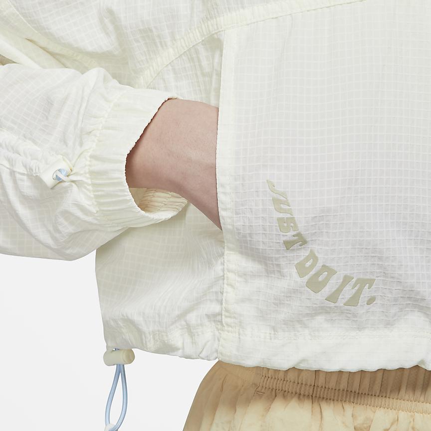 Nike Sportswear Logo Print High Collar Woven Jacket Women Jacket White DX6151-133