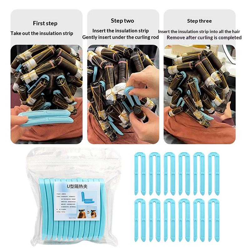 12Pcs U-shaped Perm Insulation Clips High Temperature Salon Barber Hair Curly Pad Professional Hairdressing Styling Accessory