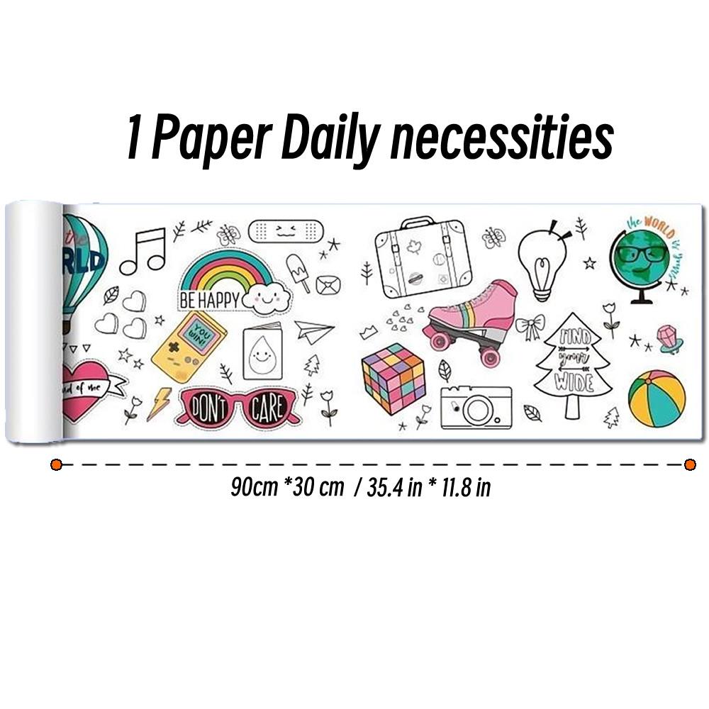 Rollo de papel para colorear de 90 cm con diseño de animales para niños, ideal para rellenar con colores, grafiti, recortes de papel, pintura, material educativo escolar.